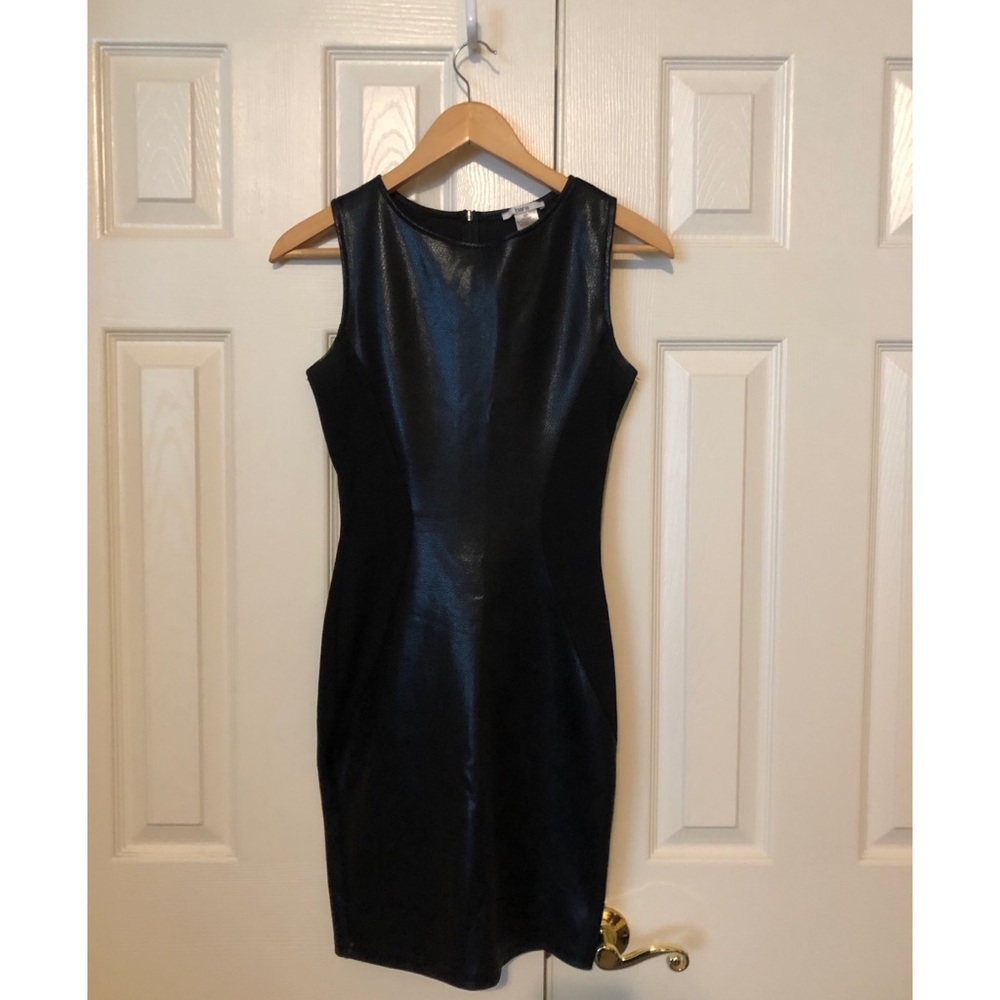 Bar III black leather cocktail dress